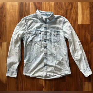 Zip Code Designer 1992 Whitewash Chambray Button-Up Shirt size Small
